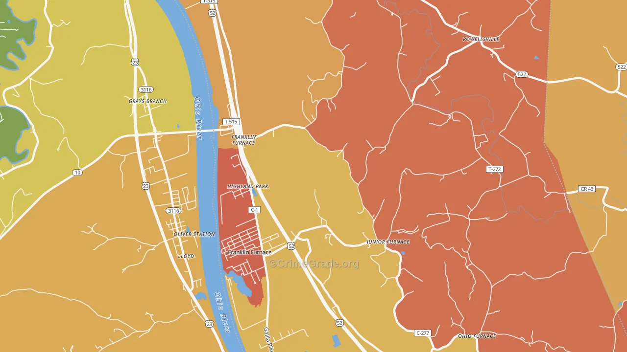 Franklin Furnace, OH Map of Arson Rates