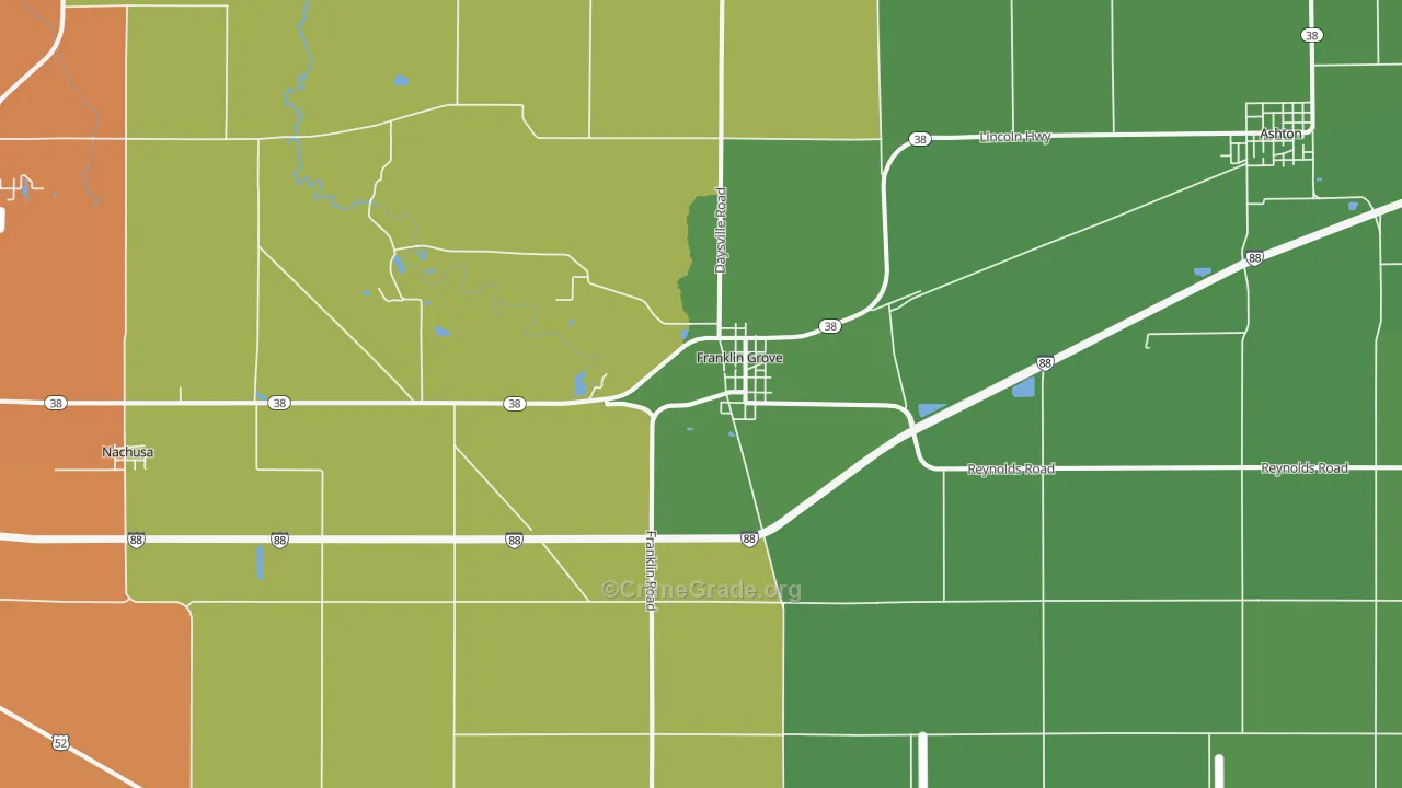 Franklin Grove, IL Map of Arson Rates