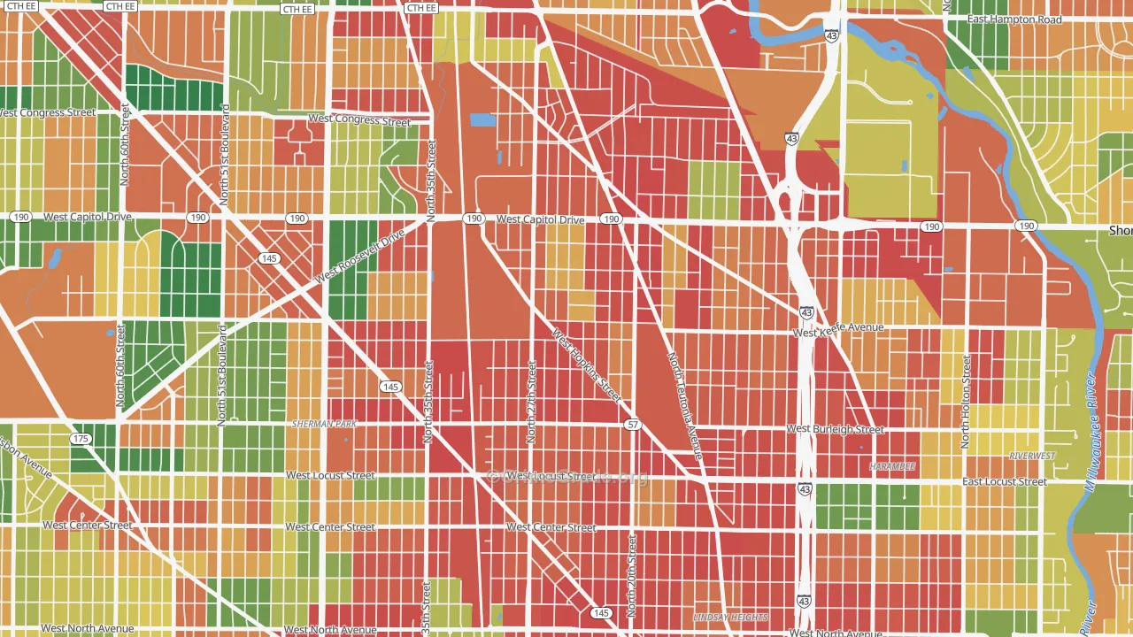Franklin Heights, Milwaukee, WI Map of Arson Rates