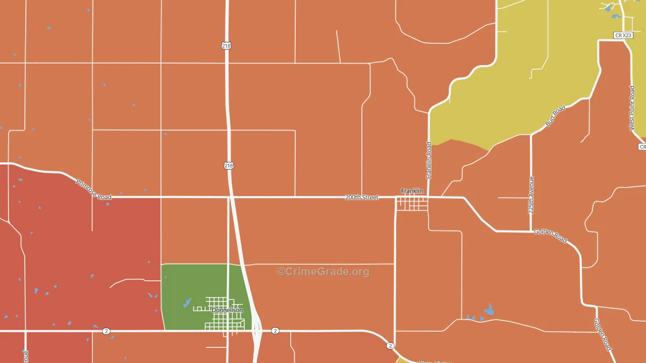 Franklin, IA Map of Arson Rates