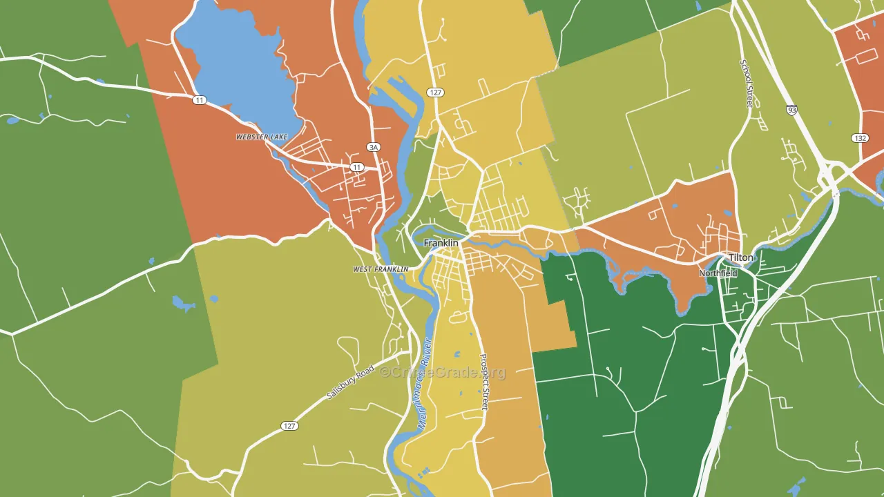 Franklin, NH Map of Arson Rates