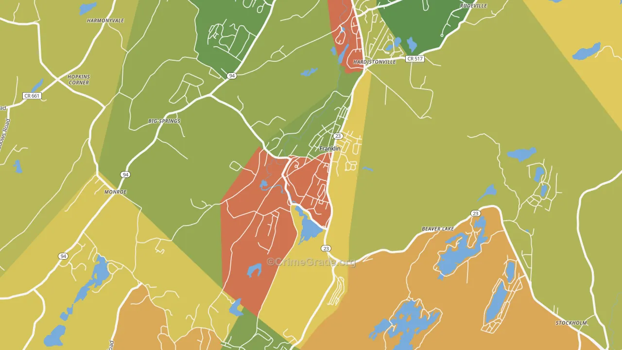Franklin, NJ Map of Arson Rates