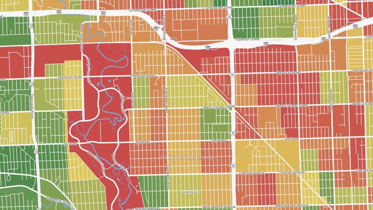 Franklin Park, Detroit, MI Map of Arson Rates