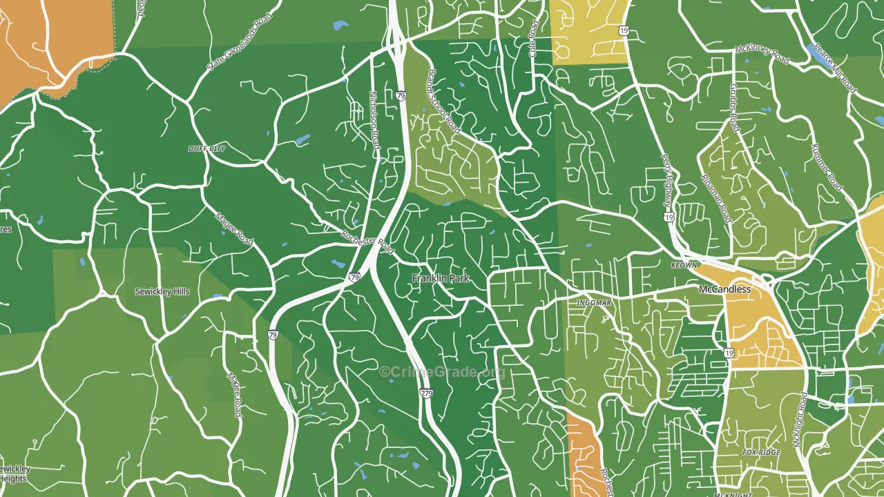 Franklin Park, PA Map of Arson Rates