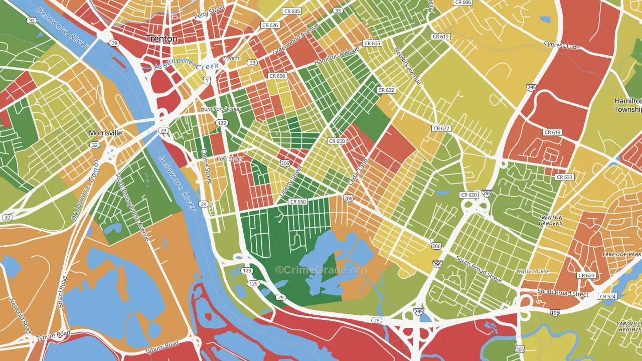 Franklin Park, Trenton, NJ Map of Arson Rates