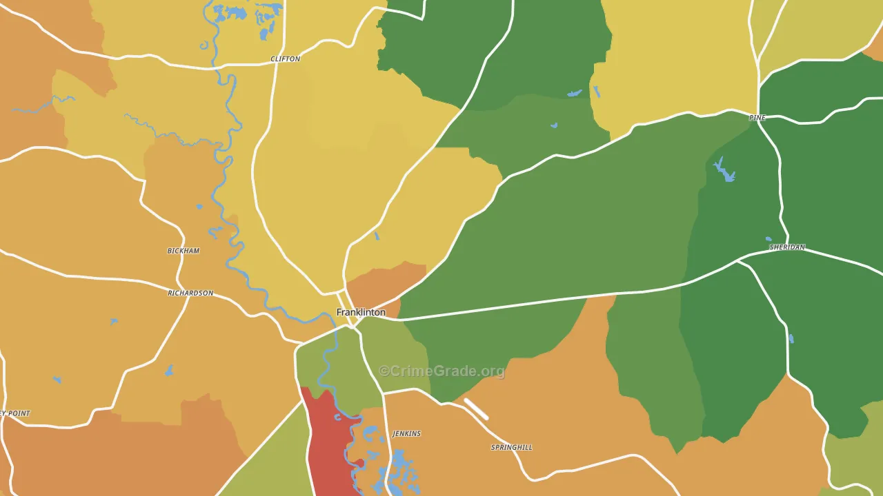 Franklinton, LA Map of Arson Rates