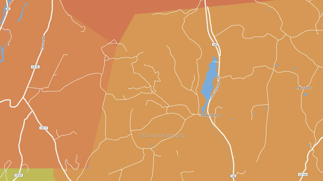 Franklinton, NY Map of Arson Rates