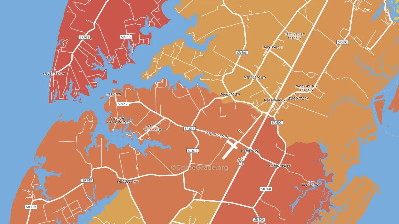 Franktown, VA Map of Arson Rates