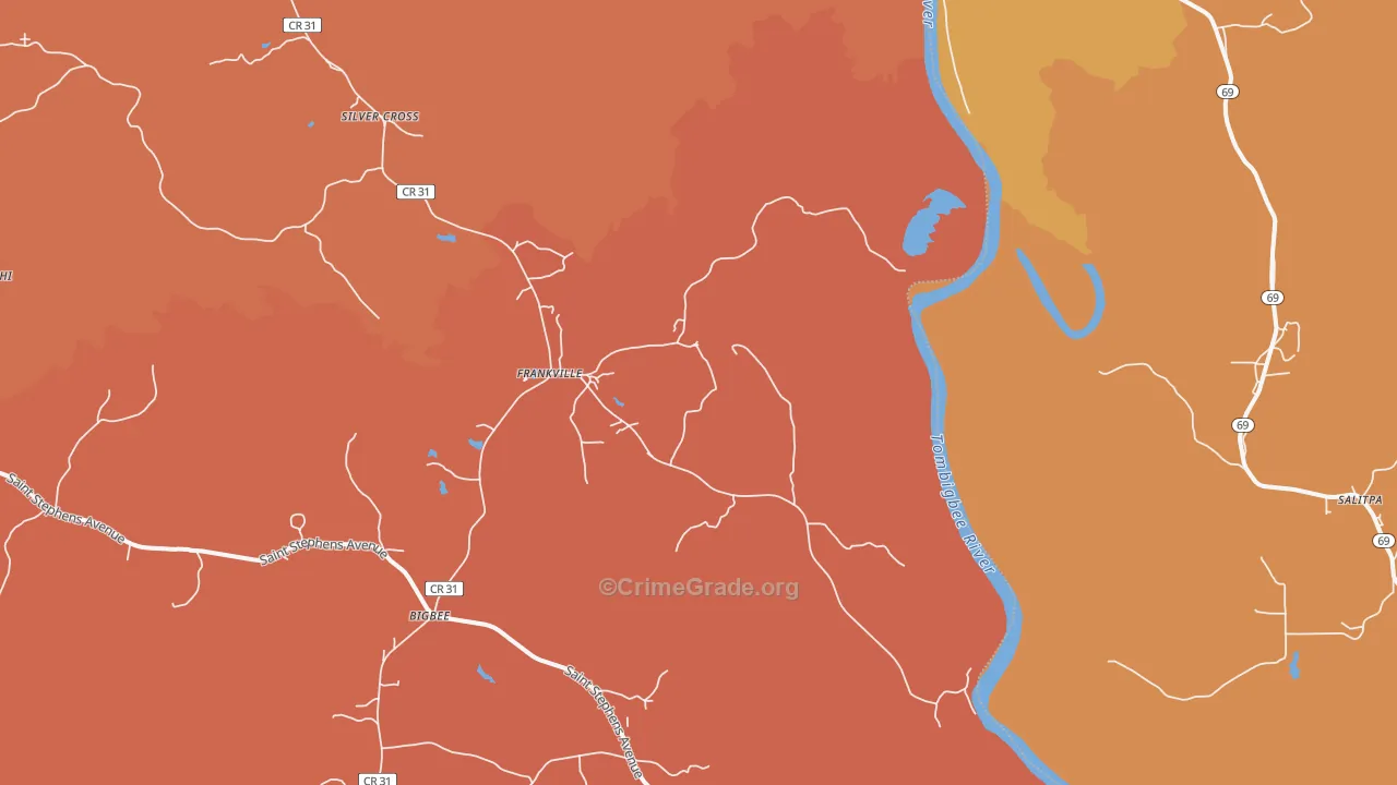 Frankville, AL Map of Arson Rates