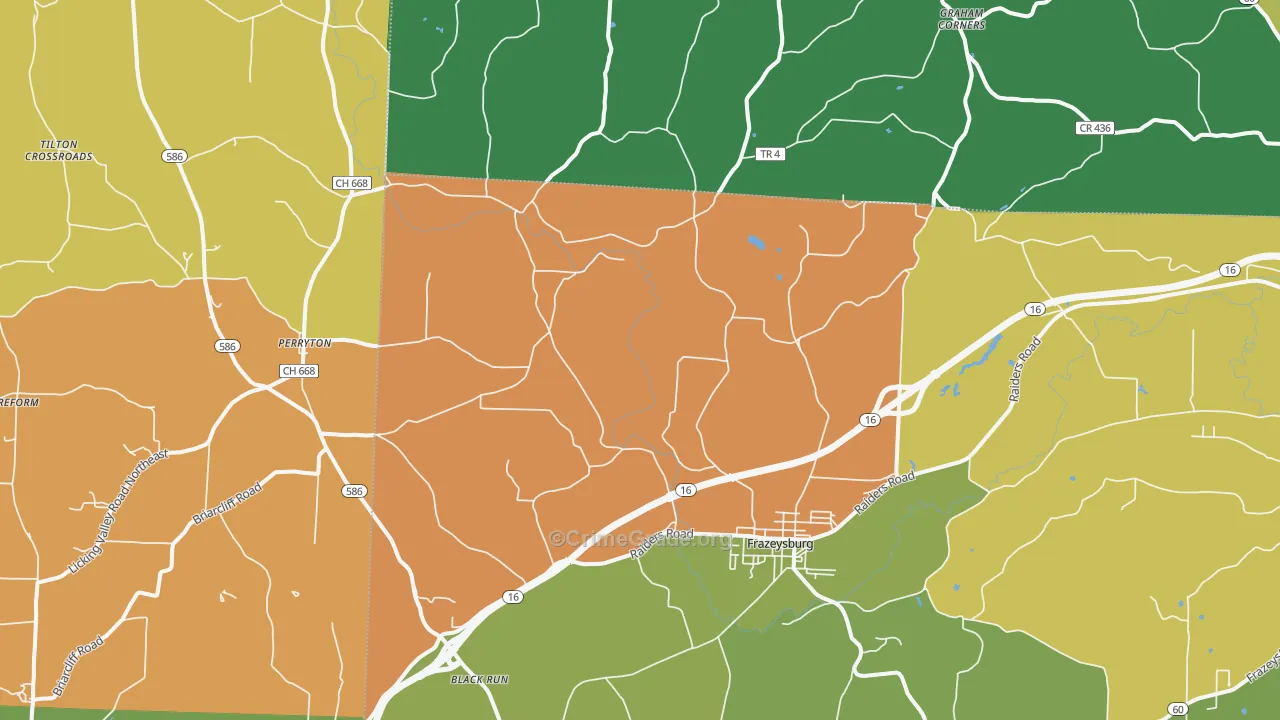 Frazeysburg, OH Map of Arson Rates