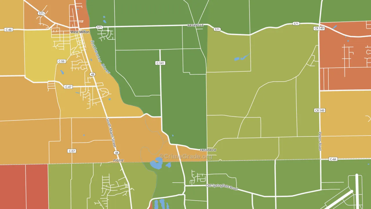 Frederick, OH Map of Arson Rates