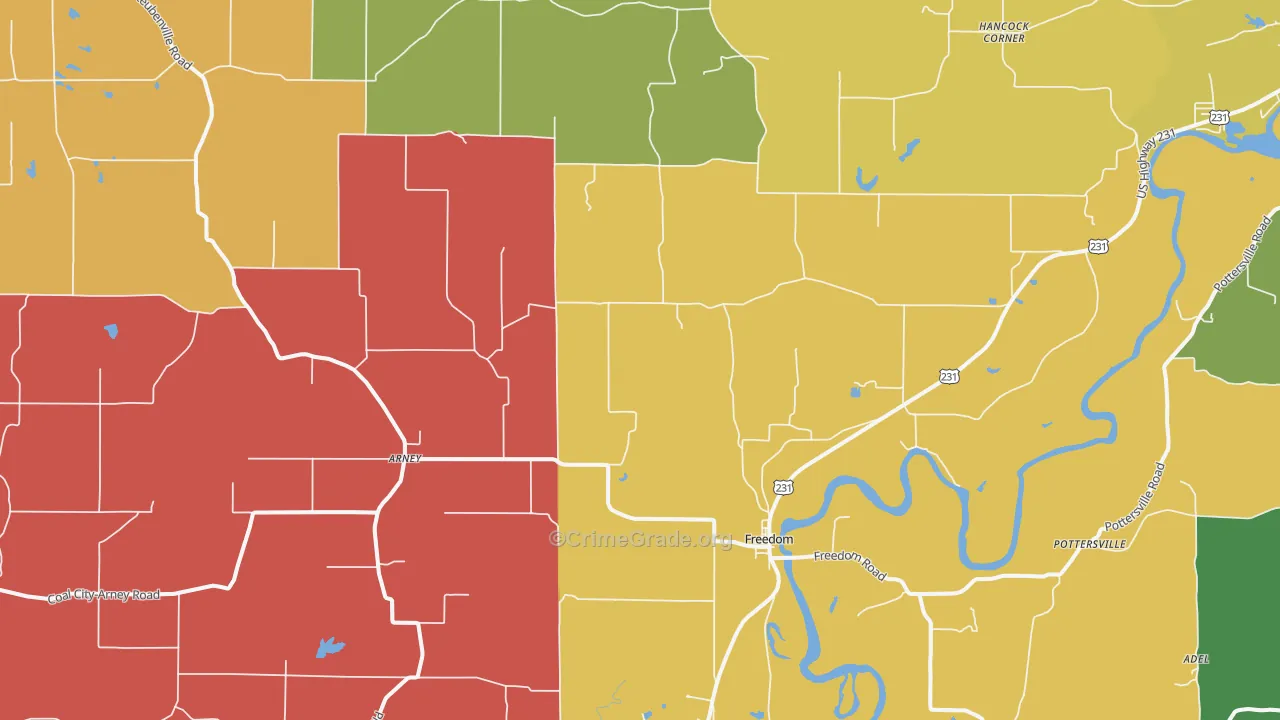 Freedom, IN Map of Arson Rates