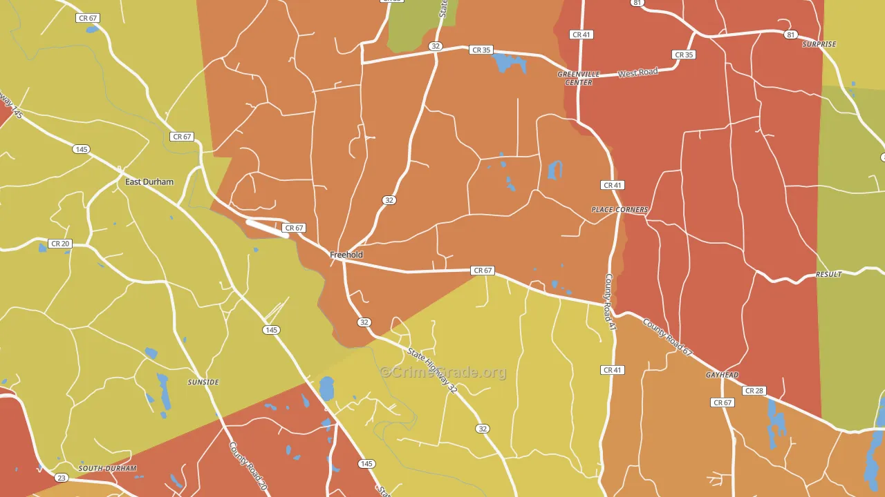 Freehold, NY Map of Arson Rates