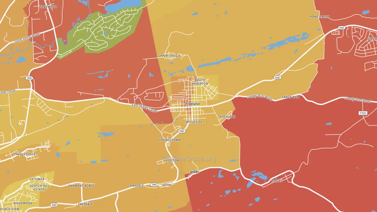 Freeland, PA Map of Arson Rates
