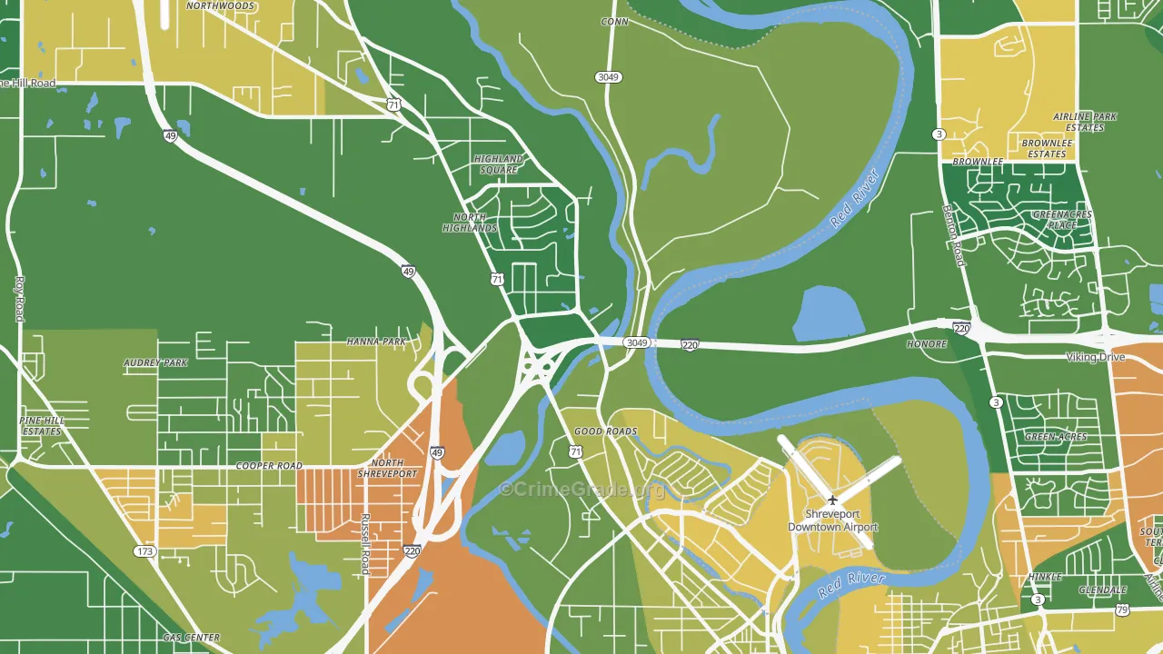 Freestate-North Highlands, Shreveport, LA Map of Arson Rates