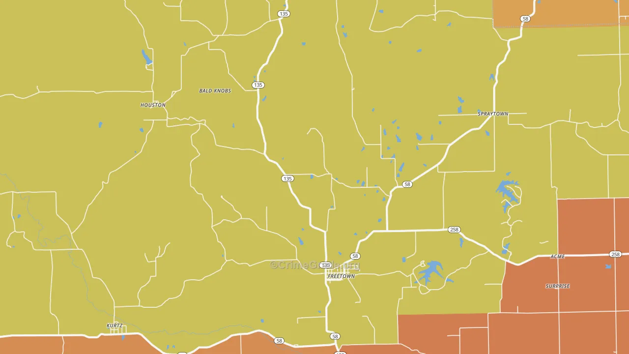 Freetown, IN Map of Arson Rates