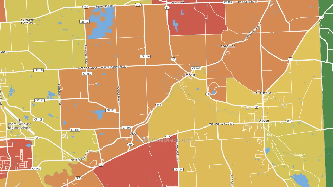 Freeville, NY Map of Arson Rates