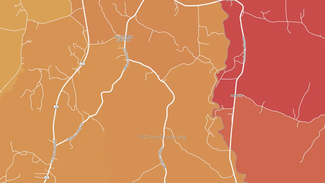 Fremont, AL Map of Arson Rates