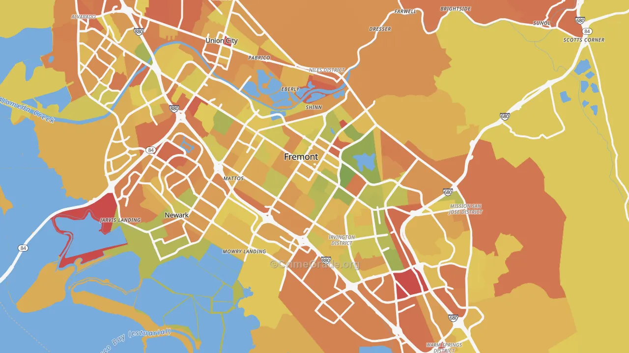 Fremont, CA Map of Arson Rates