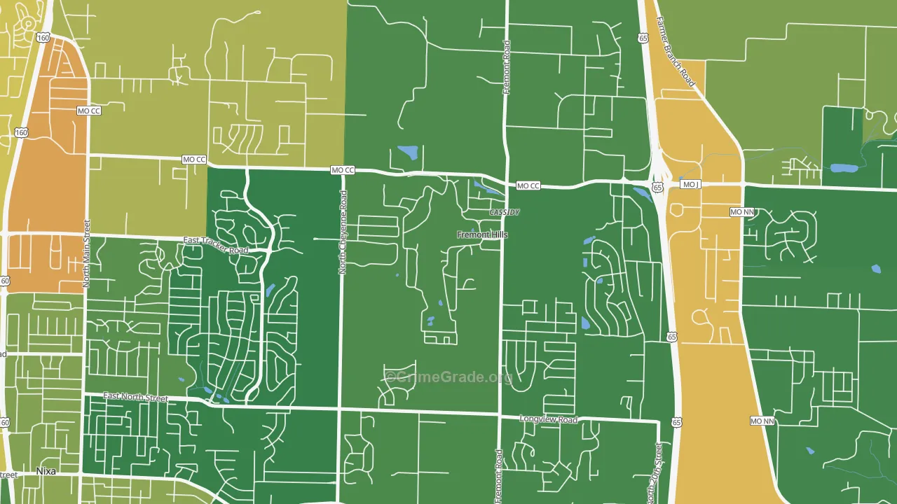 Fremont Hills, MO Map of Arson Rates