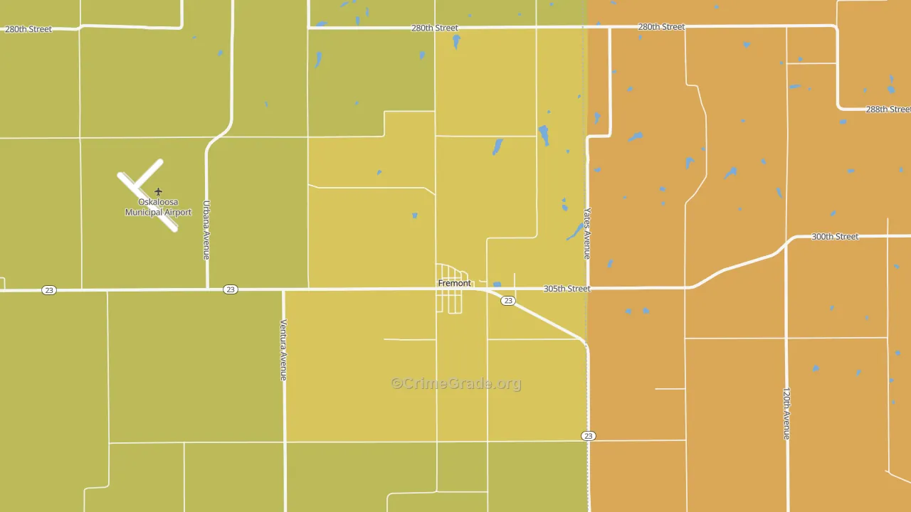 Fremont, IA Map of Arson Rates