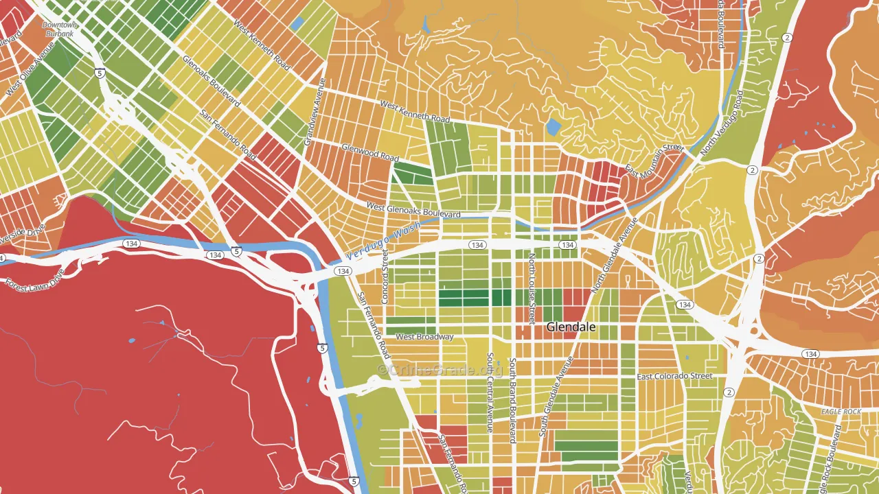 Fremont Park, Glendale, CA Map of Arson Rates