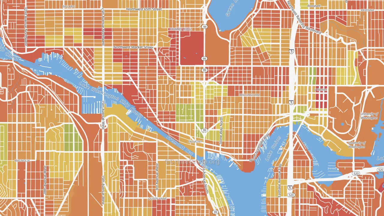 Fremont, Seattle, WA Map of Arson Rates