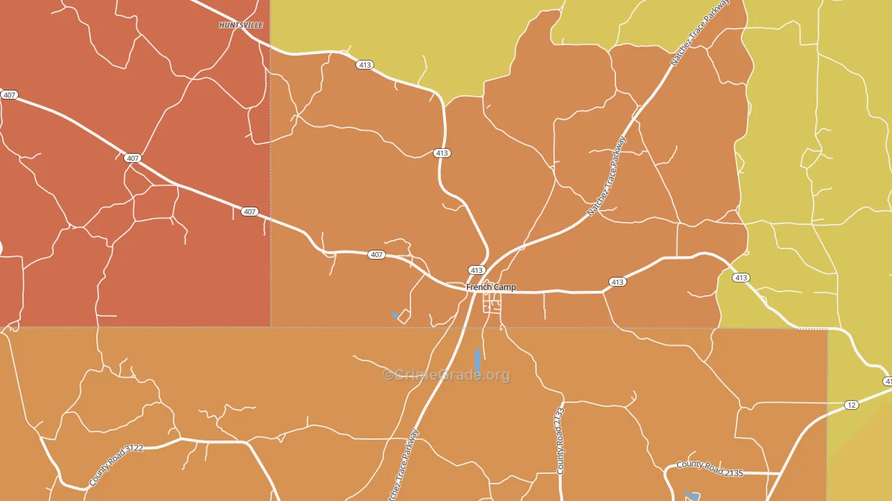 French Camp, MS Map of Arson Rates