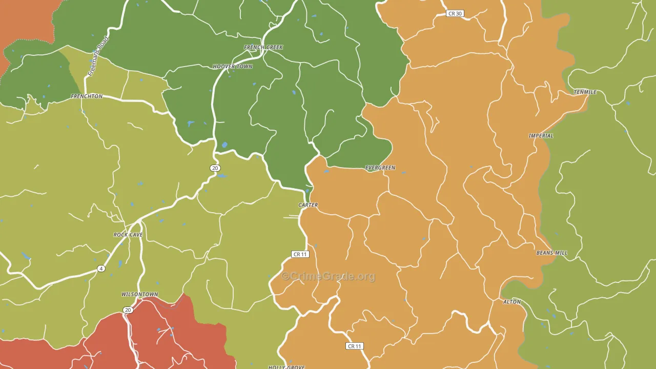 French Creek, WV Map of Arson Rates