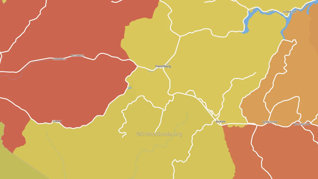 Frenchburg, KY Map of Arson Rates