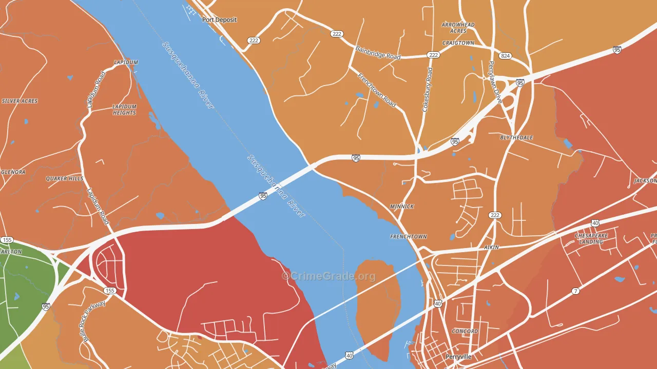 Frenchtown, MD Map of Arson Rates