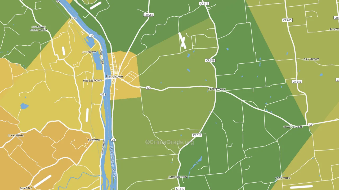 Frenchtown, NJ Map of Arson Rates