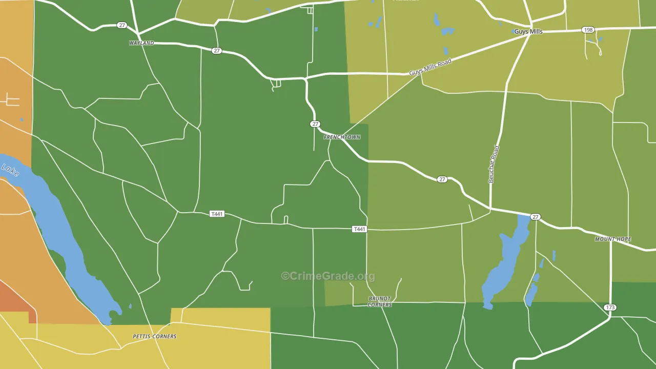 Frenchtown, PA Map of Arson Rates