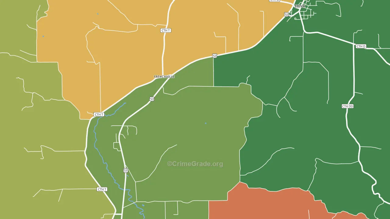 Frenchville, WI Map of Arson Rates