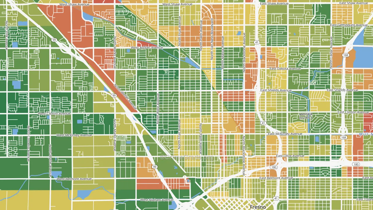 Fresno-High, Fresno, CA Map of Arson Rates