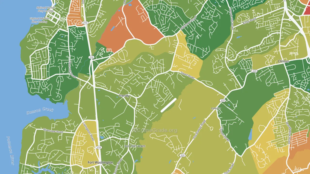 Friendly, Fort Washington, MD Map of Arson Rates