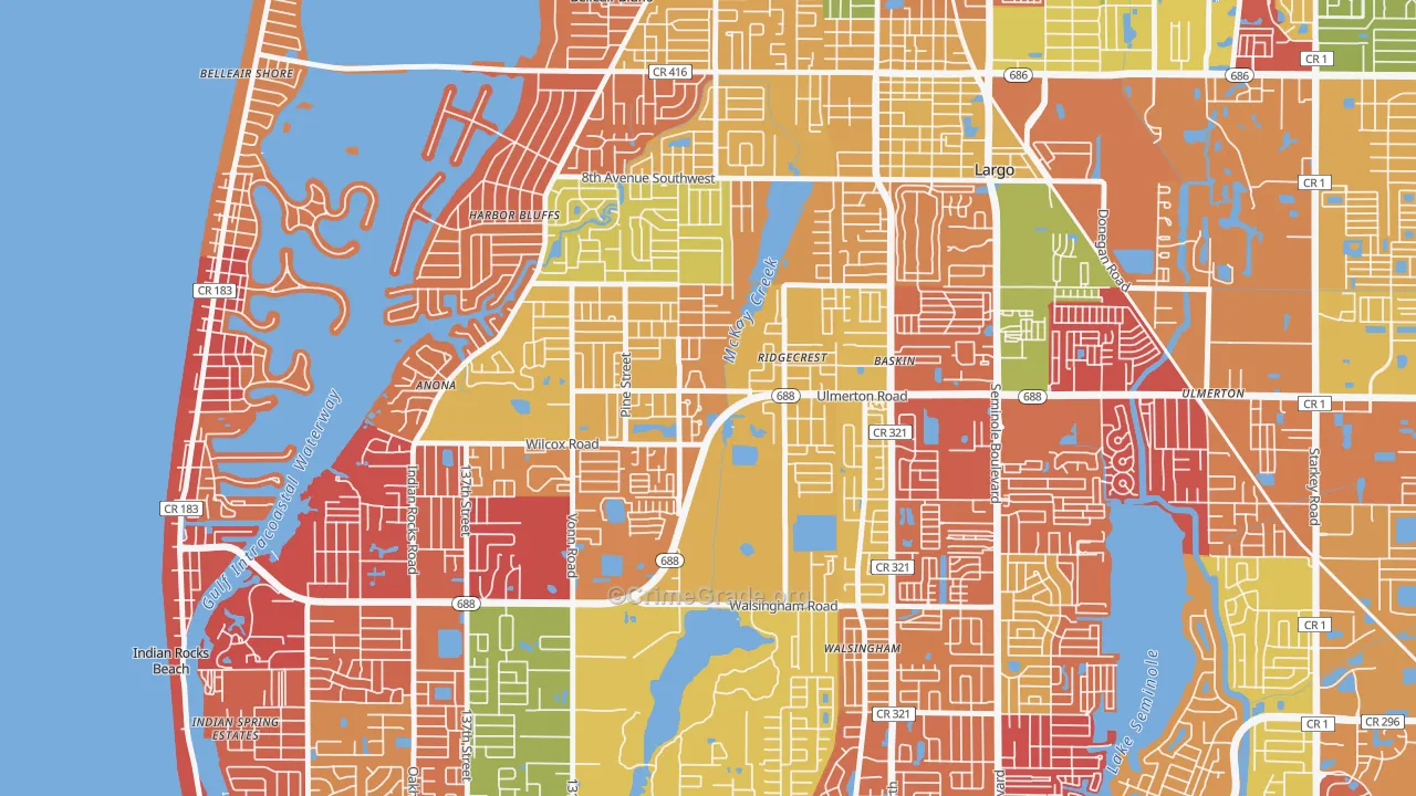 Friends of Ridgecrest, Largo, FL Map of Arson Rates