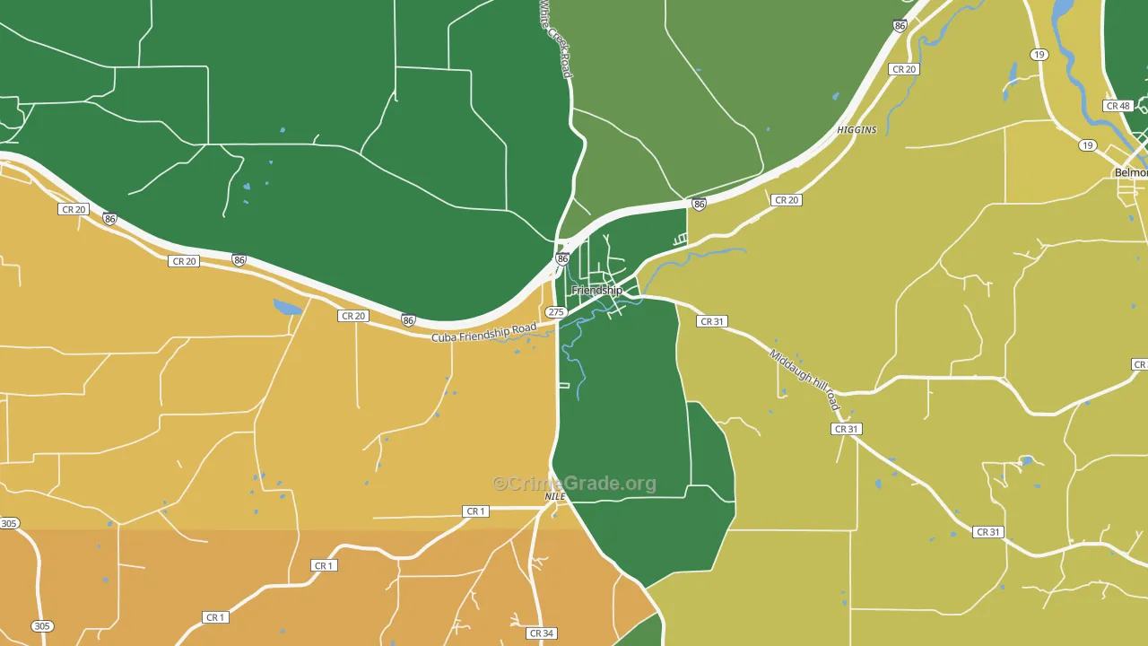 Friendship, NY Map of Arson Rates