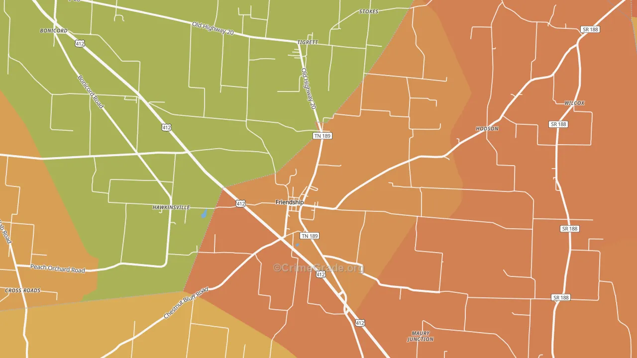 Friendship, TN Map of Arson Rates