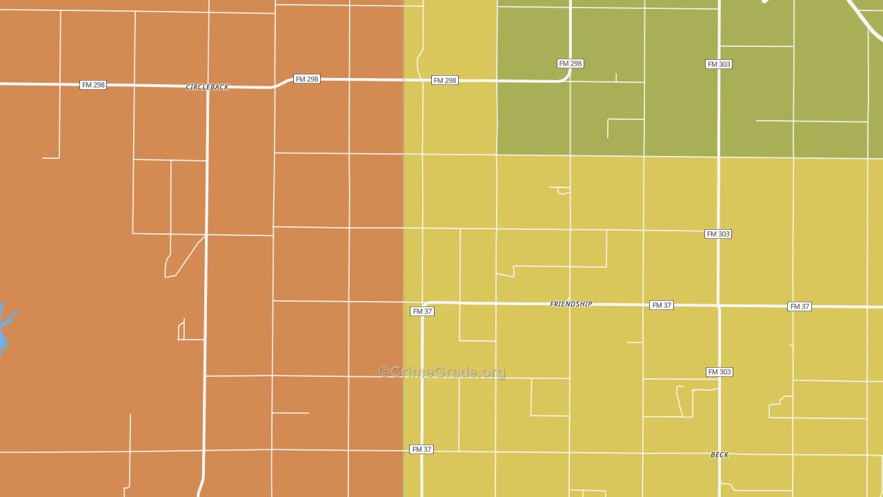 Friendship, TX Map of Arson Rates