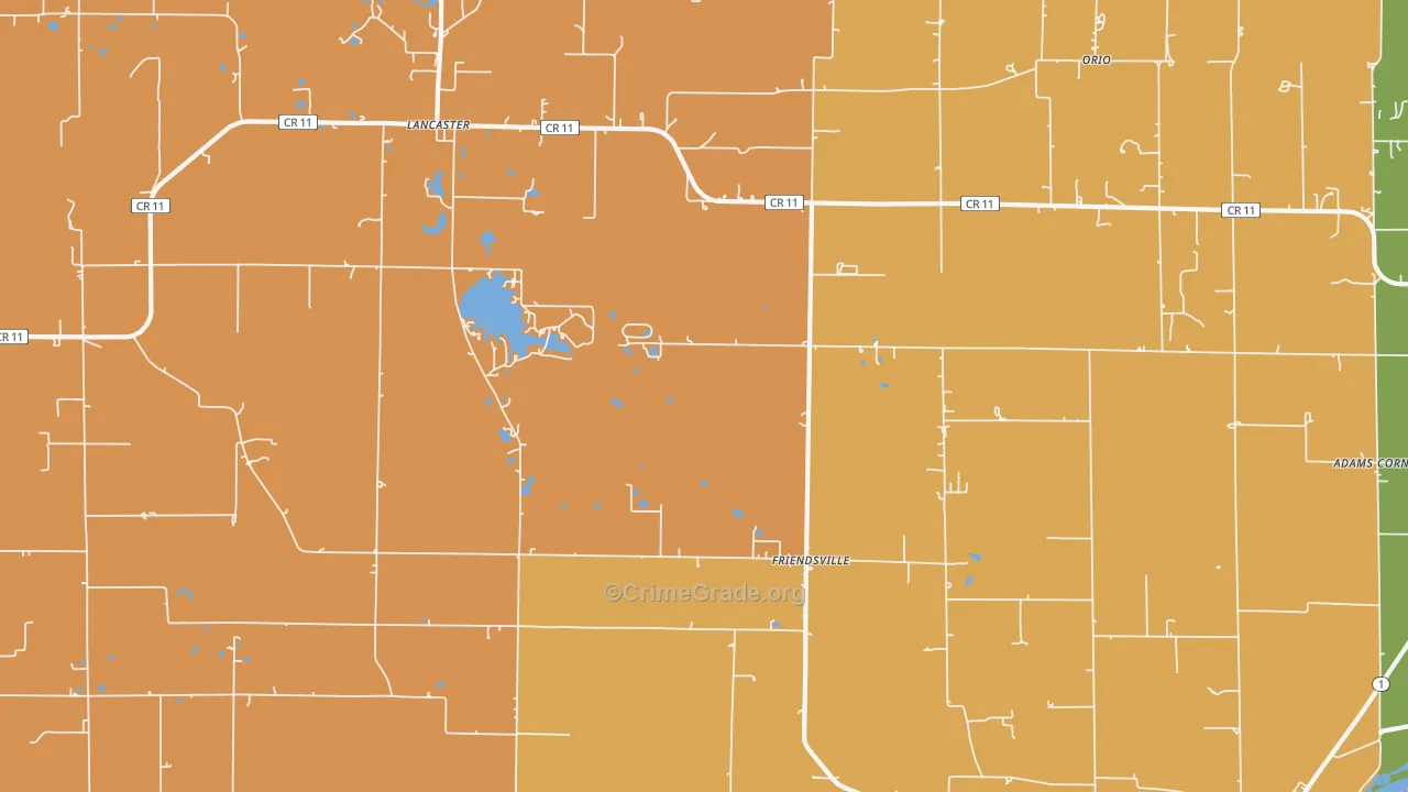 Friendsville, IL Map of Arson Rates