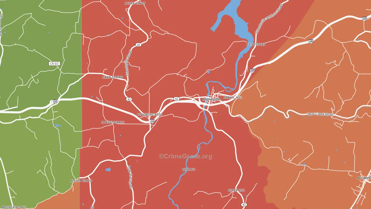 Friendsville, MD Map of Arson Rates