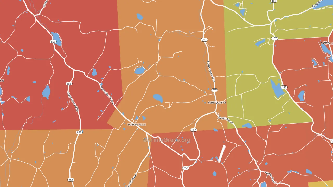 Friendsville, PA Map of Arson Rates