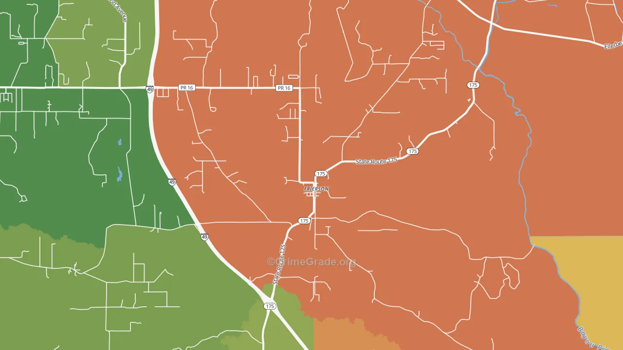 Frierson, LA Map of Arson Rates