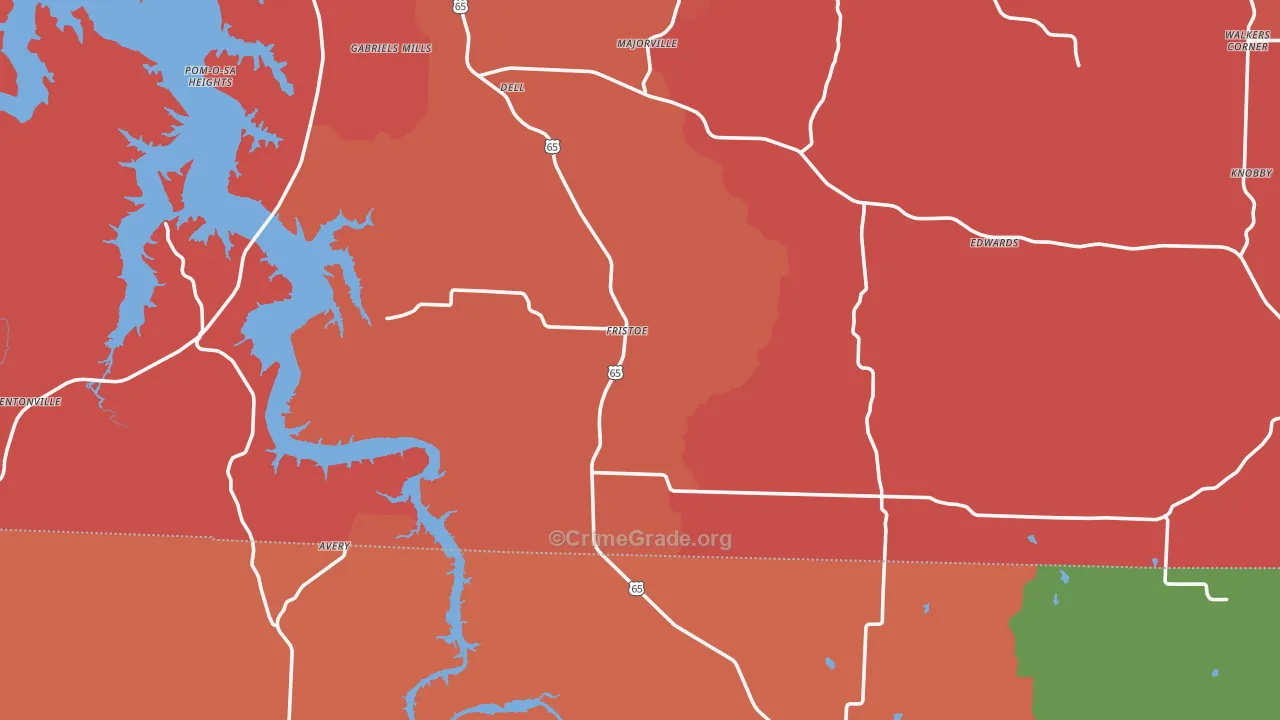 Fristoe, MO Map of Arson Rates