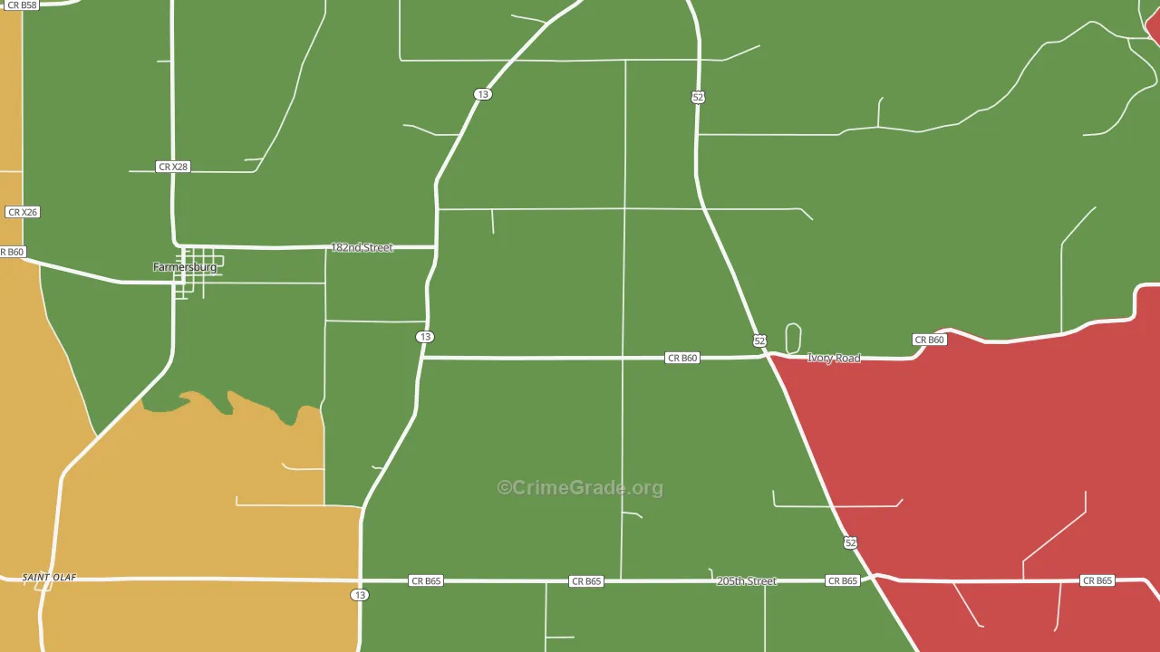 Froelich, IA Map of Arson Rates