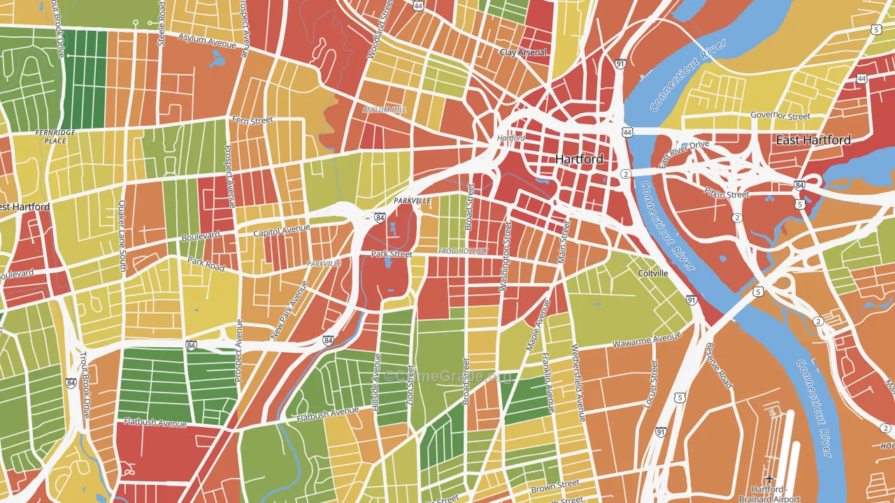 Frog Hollow, Hartford, CT Map of Arson Rates