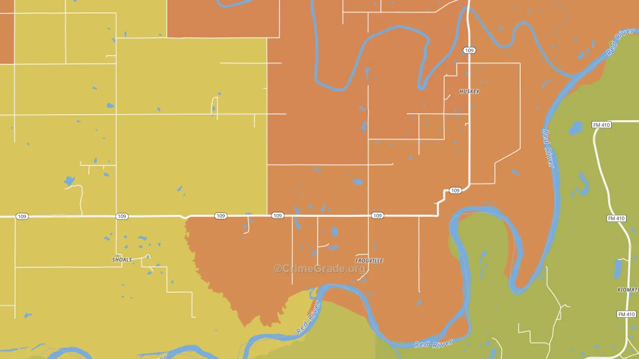 Frogville, OK Map of Arson Rates