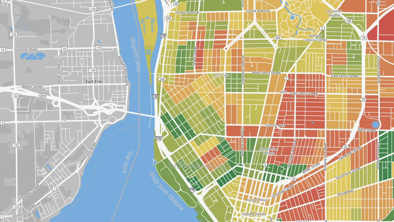 Front Park, Buffalo, NY Map of Arson Rates