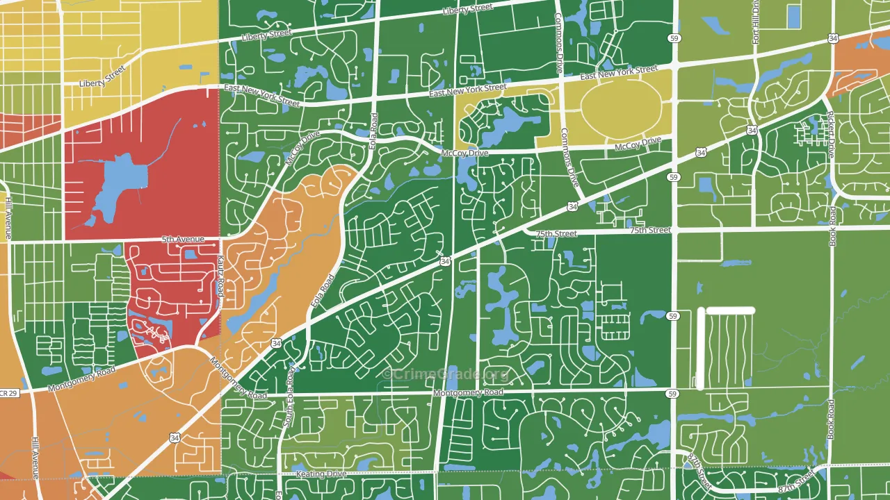 Frontenac, Aurora, IL Map of Arson Rates